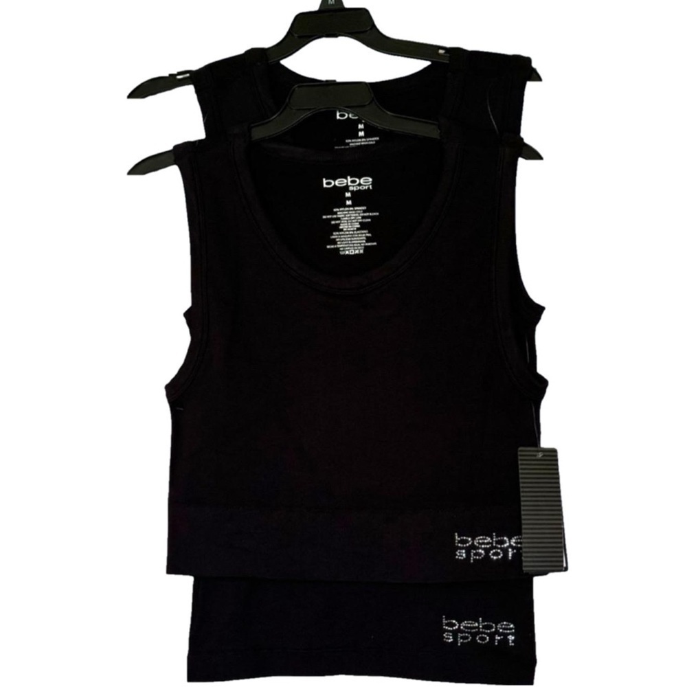 BEBE SPORT NWT women’s black 2 pack cropped seamless tanks